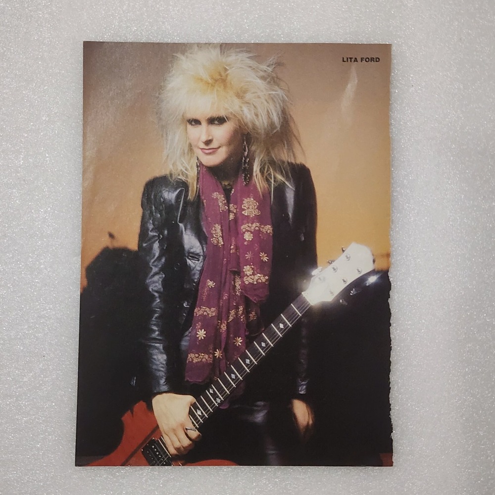 Lita Ford & Matthias Jabs double-sided vintage poster clipping 8x10 1990s